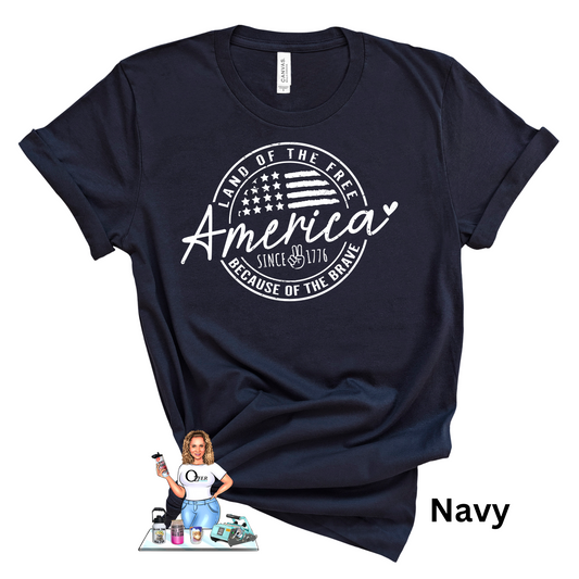 America Tees and Crews - White Land of The Free