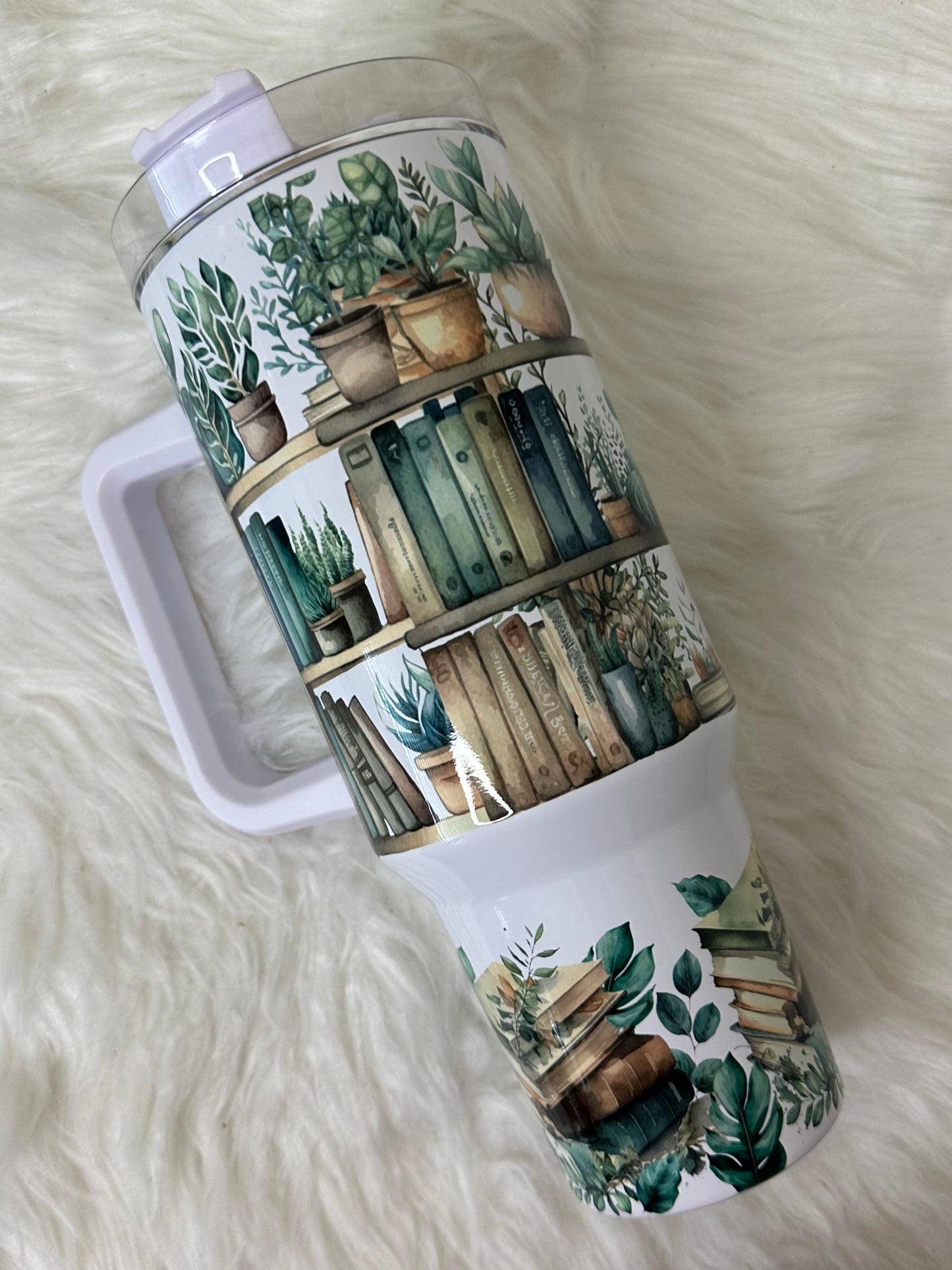 40oz Sublimation Tumbler - Books and Plants