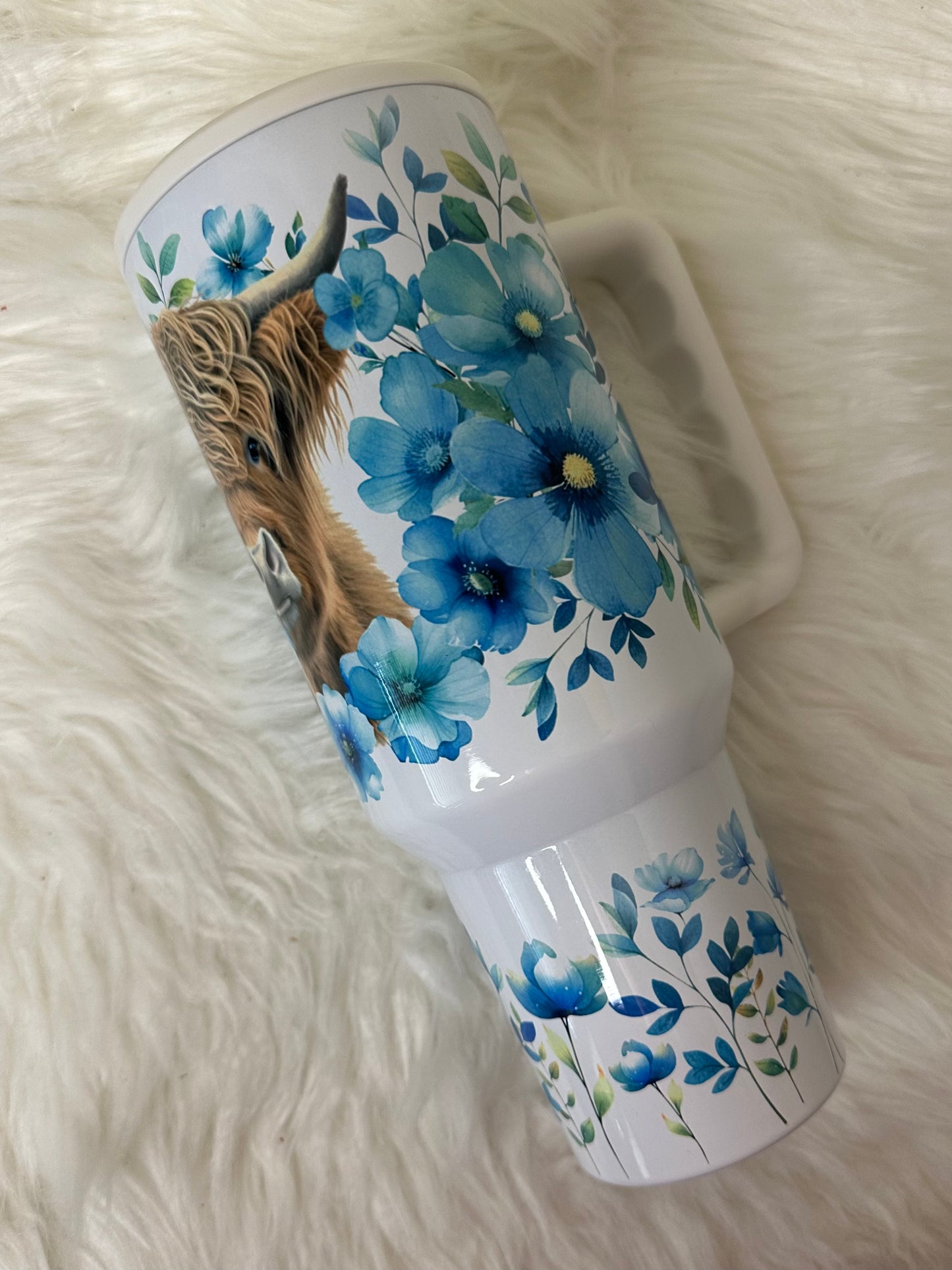 40oz Tumbler - Teal Highland Cow