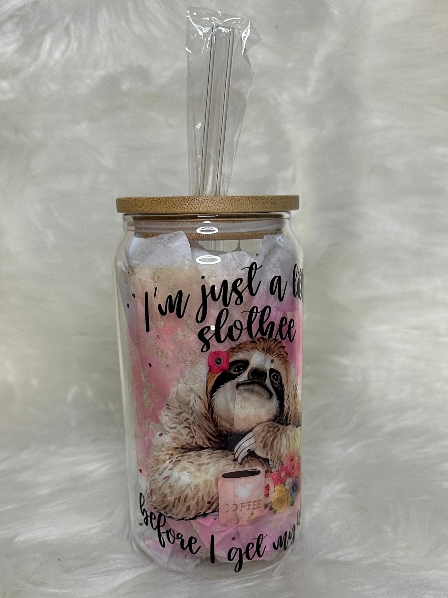 15oz Glass Sublimation Tumbler - Slothee