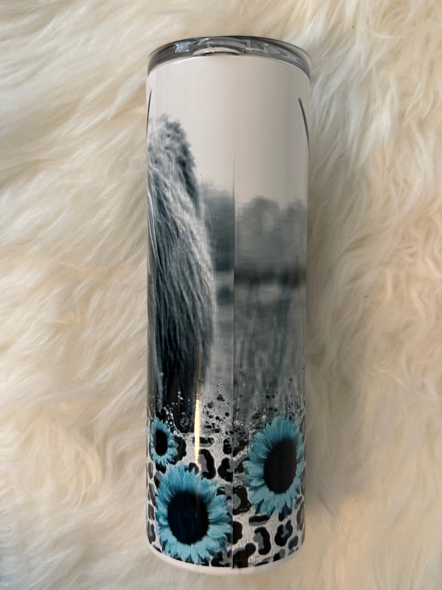 Sublimation Tumbler - Teal Highland Cow